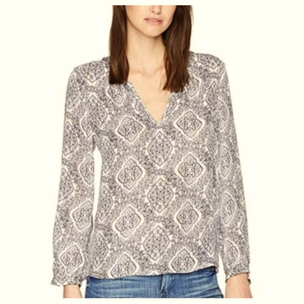 * Joie SILK Popover Blouse Boho Pattern SZ XS can fit Small *